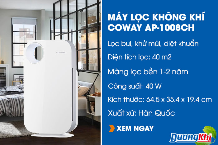 máy lọc không khí gia đình coway ap-1008ch