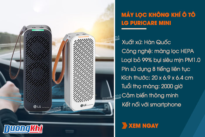 đánh giá máy lọc không khí trên ô tô lg puricare mini