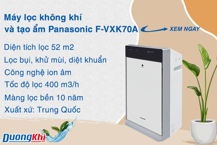 Máy lọc không khí và tạo ẩm Panasonic F-VXK70A 50m2