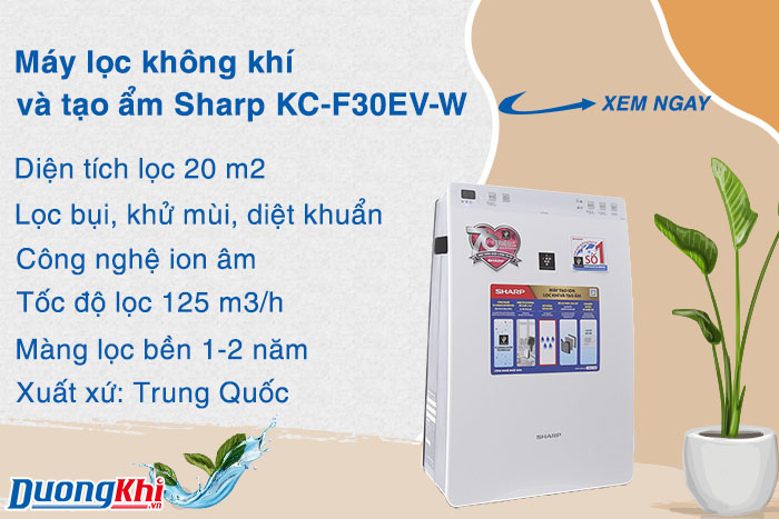 Máy lọc không khí và tạo ẩm Sharp KC-F30EV-W 20m2