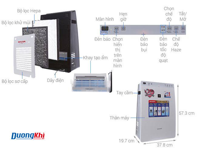 Máy lọc không khí và tạo ẩm Sharp KC-F30EV-W